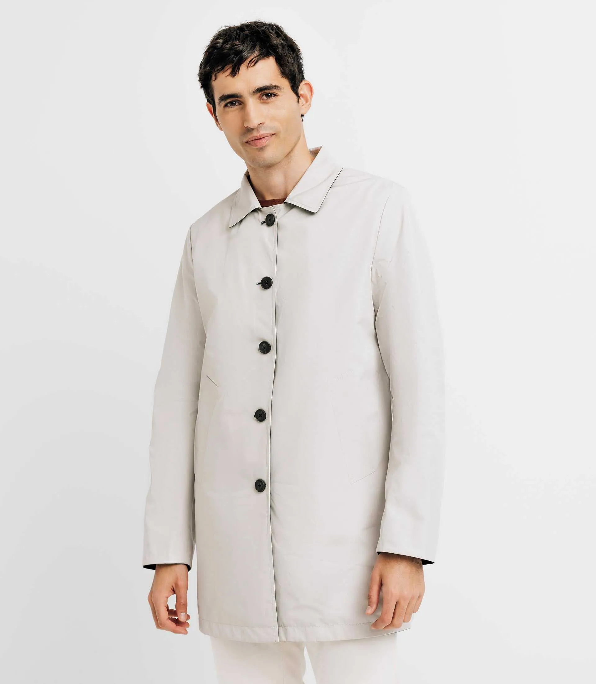 Trench droit réversible marine & beige