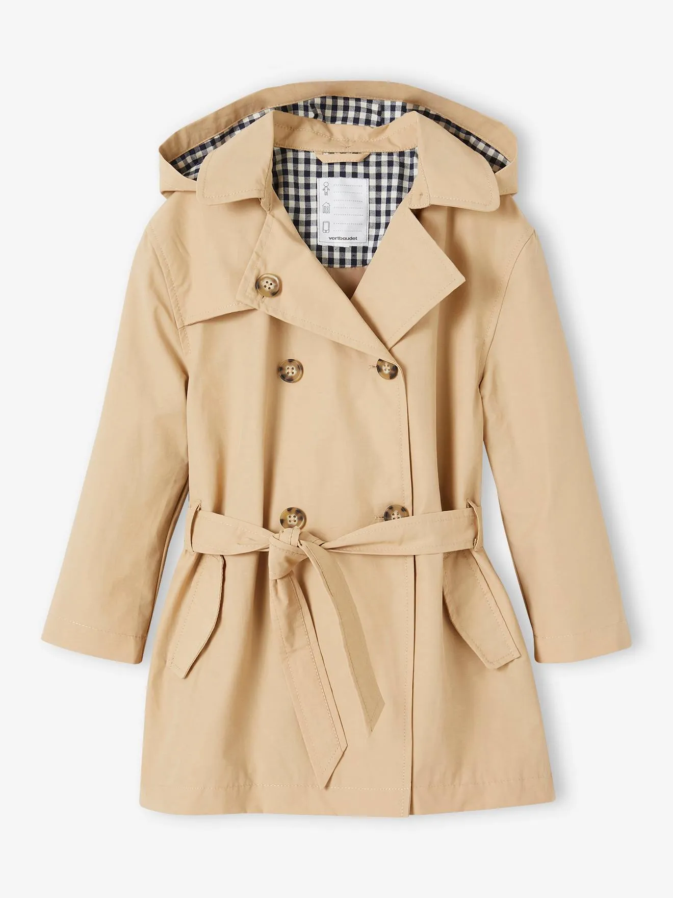 Trench fille avec capuche amovible marine - Vertbaudet