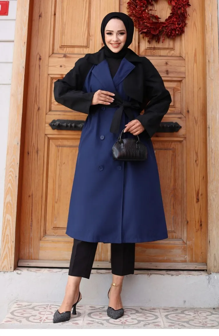 Trench Manches Garnies Indigo 4435 552