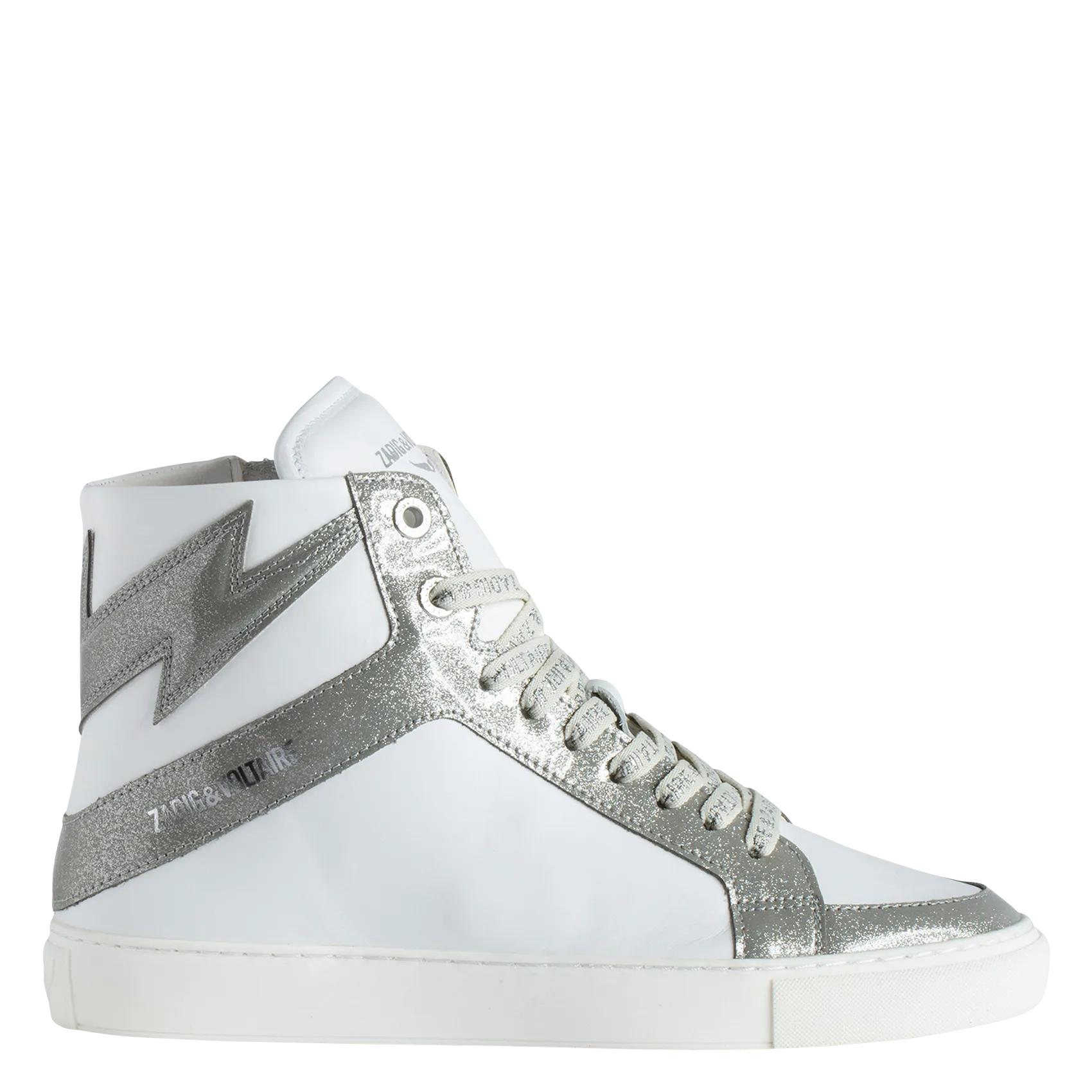 ZADIG&VOLTAIRE  Basket montante en cuir mélangé high flash - Gris