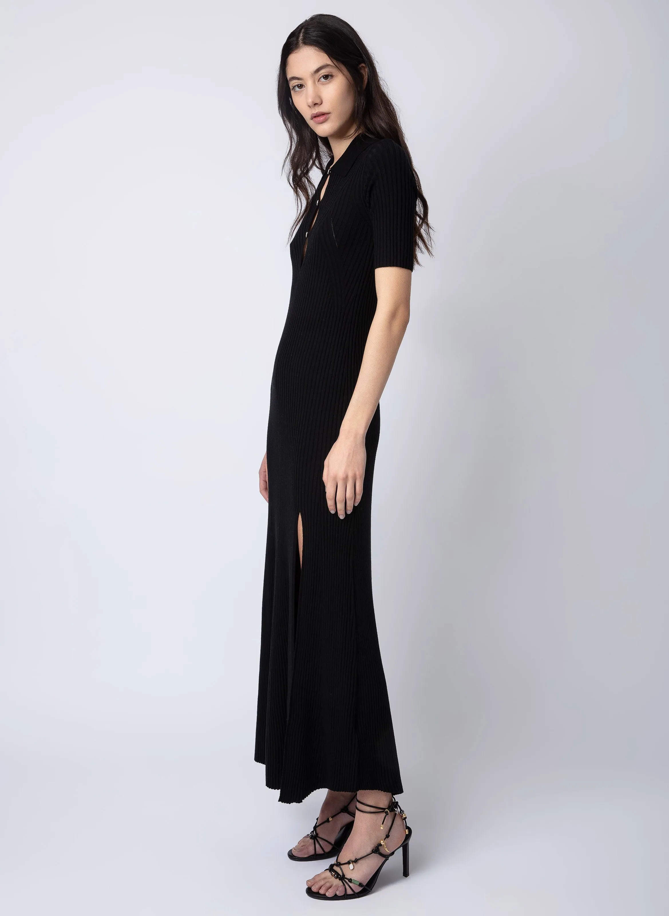 ZADIG&VOLTAIRE  Robe longue ajustée col rond en laine mélangée lysa - Noir