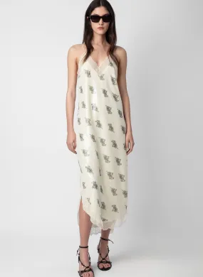 ZADIG&VOLTAIRE  Robe longue droite à imprimé satinnée ristyl - Beige