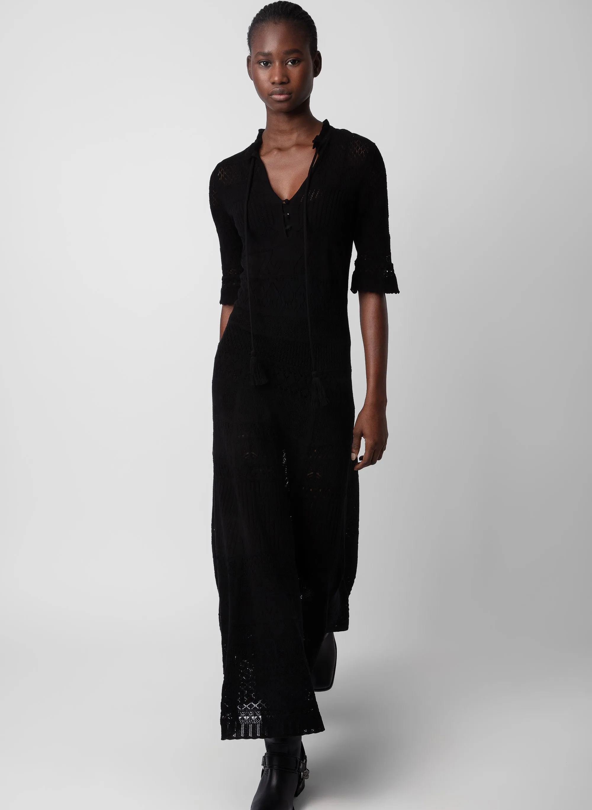ZADIG&VOLTAIRE  Robe longue en crochet memphis - Noir