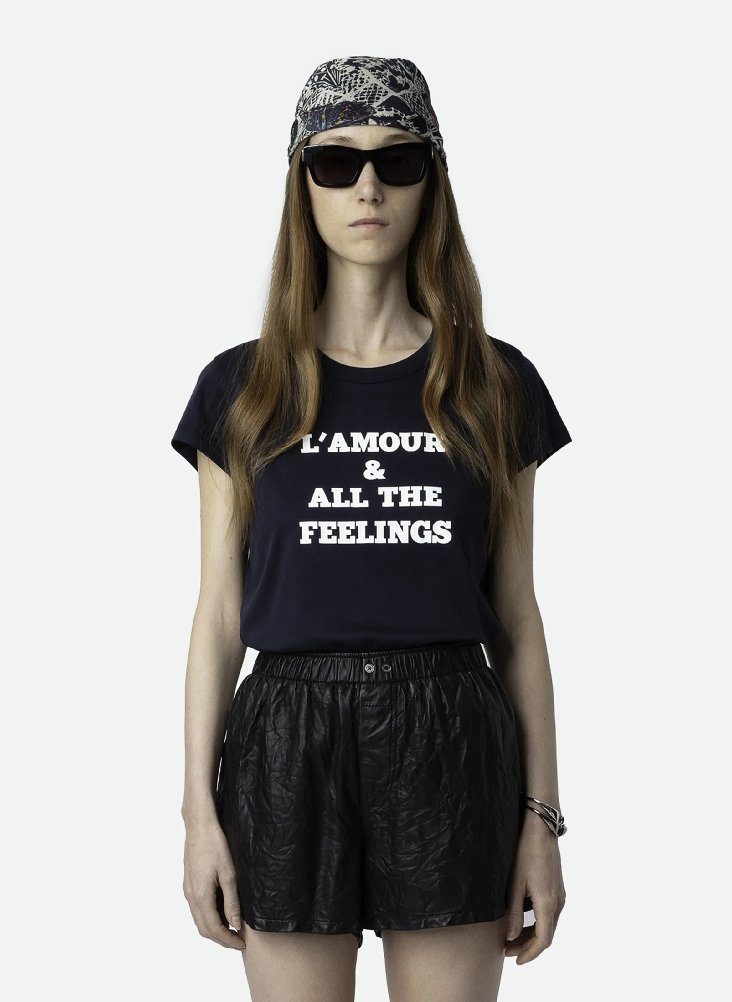 ZADIG&VOLTAIRE  Tee-shirt droit col rond en coton bio sérigraphié woop - Bleu